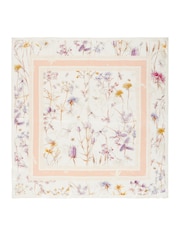 Yumi Cream Silk Delicate Floral Print Scarf - Image 3 of 3