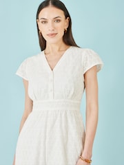 Yumi Cream Cotton Broderie Anglaise Playsuit - Image 3 of 5