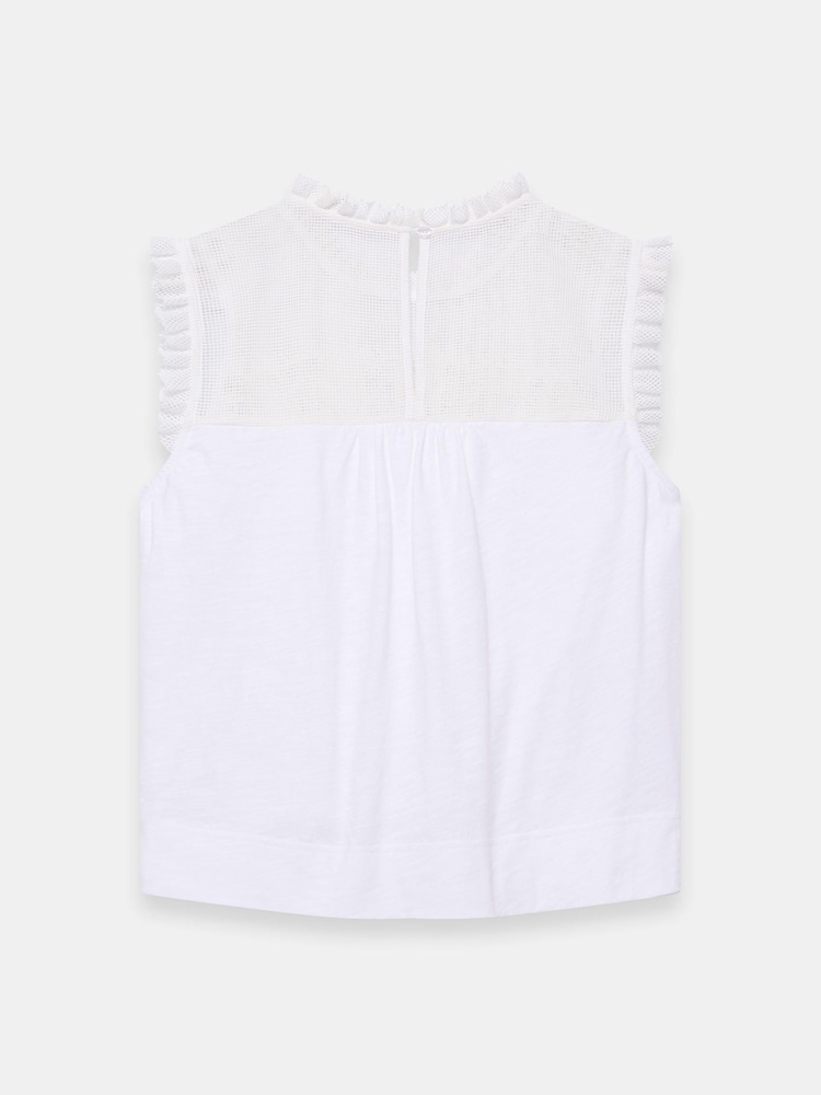 白色 - Mint Velvet Cotton Blend Lace Applique Top - 圖片 6/6