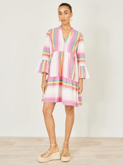 Yumi Pink Stripe Cotton Tunic - Image 2 of 5