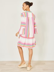 Yumi Pink Stripe Cotton Tunic - Image 3 of 5
