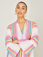 Yumi Pink Stripe Cotton Tunic - Image 4 of 5