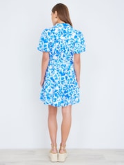 Yumi Blue Floral Print Viscose Relaxed Shirt Dress - Image 4 of 5