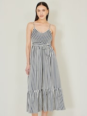 Yumi Blue Stripe Midi Sun Dress - Image 1 of 5