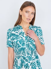 Yumi Green Leaf Print Viscose Dress - Image 3 of 5