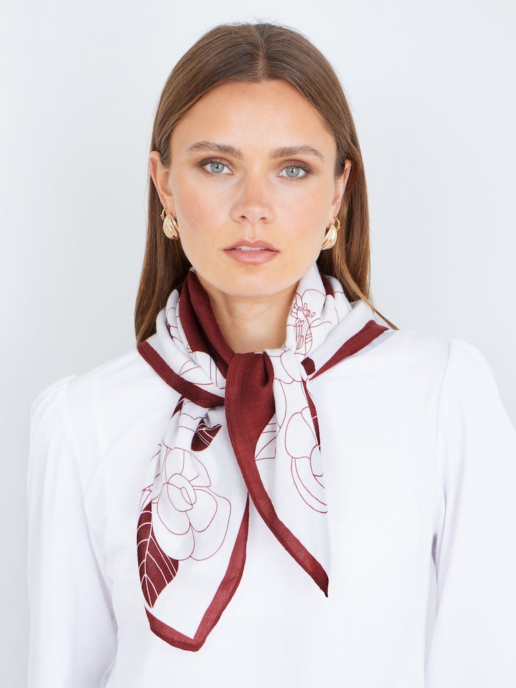 Yumi Brown Floral Viscose Scarf - Image 1 of 2