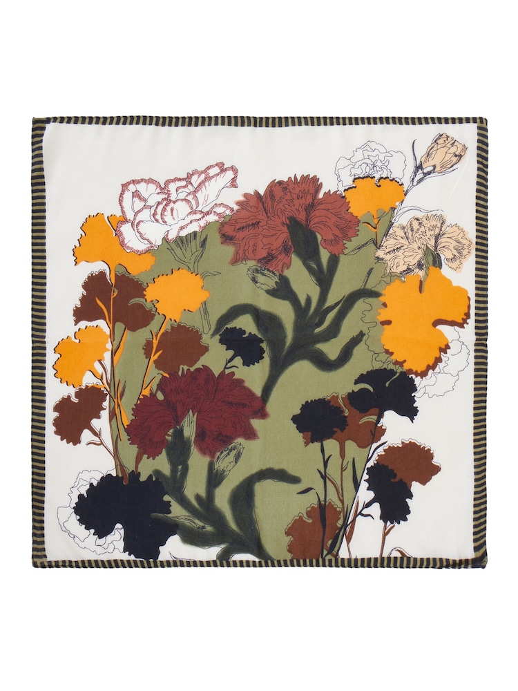 Yumi Green Floral Placement Viscose Scarf - Image 2 of 2 Yumi Green Floral Placement Viscose Scarf - Image 2 of 2