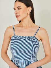 Yumi Blue Stripe Cotton Mini Sun Dress - Image 3 of 5