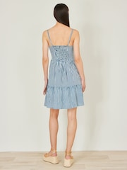 Yumi Blue Stripe Cotton Mini Sun Dress - Image 4 of 5