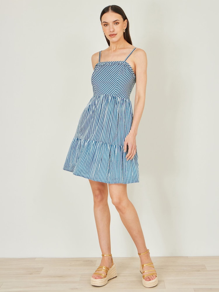 Yumi Blue Stripe Cotton Mini Sun Dress - Image 5 of 5 Yumi Blue Stripe Cotton Mini Sun Dress - Image 5 of 5