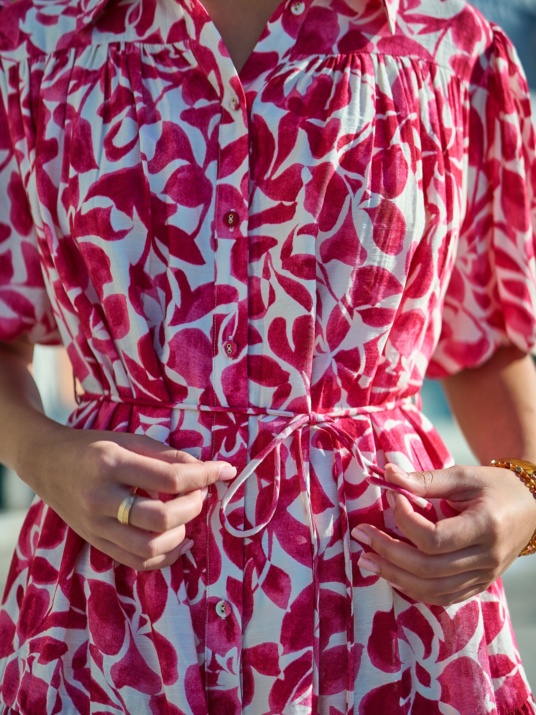 Buy Yumi Pink Floral Print Viscose Relaxed Shirt Dress from Next USA