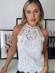 Lipsy White Lace Halterneck Top - Image 1 of 3