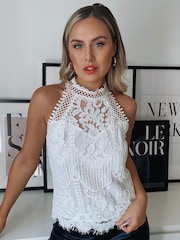 Lipsy White Lace Halterneck Top - Image 2 of 3