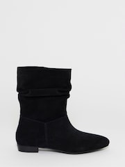 Czarny - Simply Be Ruched Suede Ankle Boots - Obraz 3 z 4