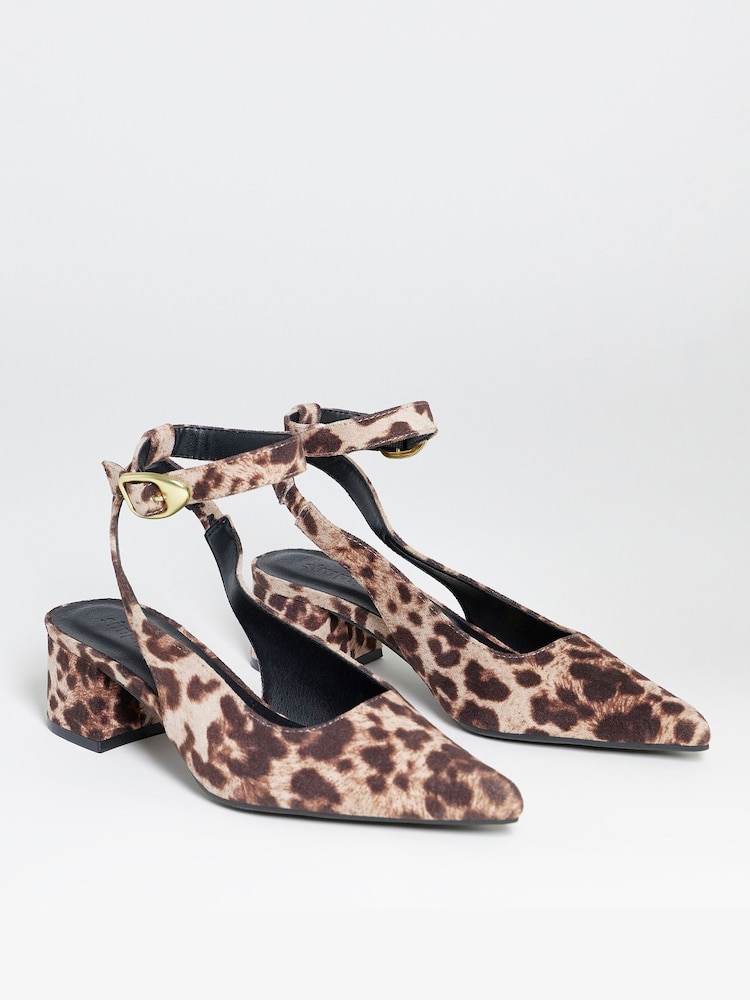 Simply Be Animal Wide Fit Ankle Strap Block Heel Shoes - Image 2 of 4 Simply Be Animal Wide Fit Ankle Strap Block Heel Shoes - Image 2 of 4