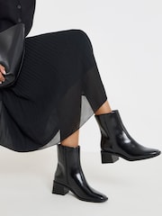 Simply Be Black Extra Wide Fit Square Toe Ankle Boots - Image 1 of 4