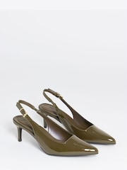 Simply Be Green Wide Fit Kitten Heel Slingback Shoes - Image 2 of 4