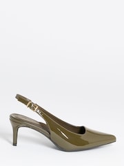 Simply Be Green Wide Fit Kitten Heel Slingback Shoes - Image 3 of 4