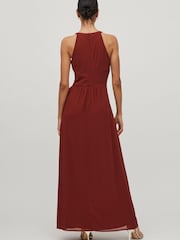 Vila Red Halter Neck Tulle Maxi Dress - Image 3 of 5