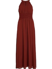 Vila Red Halter Neck Tulle Maxi Dress - Image 5 of 5