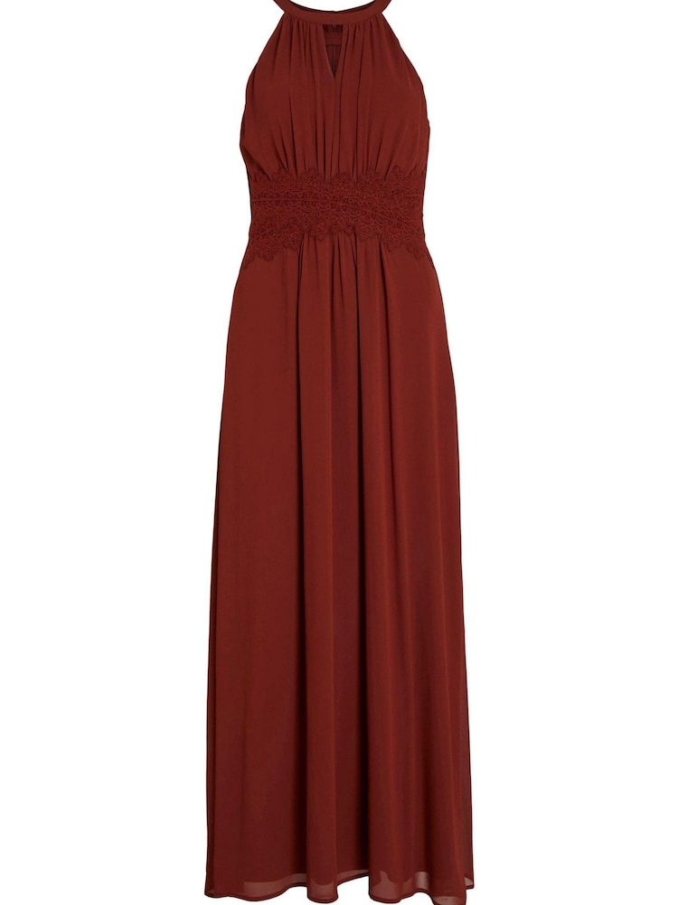 Vila Red Halter Neck Tulle Maxi Dress - Image 5 of 5