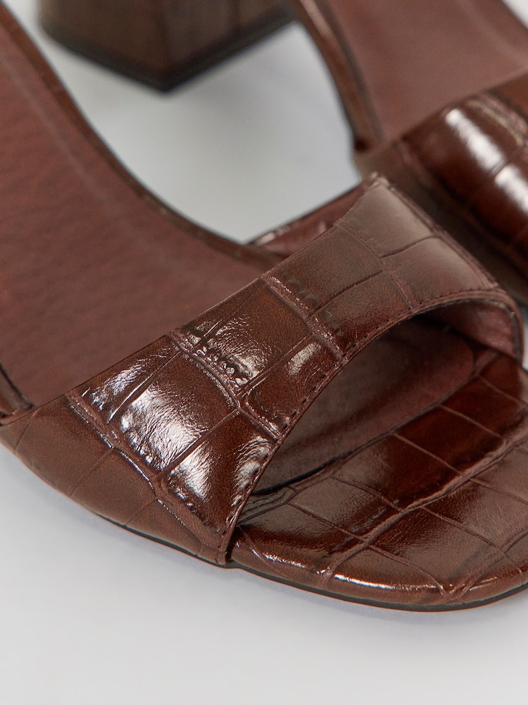 Simply Be Brown Extra Wide Fit Barely There Block Heels - Image 4 of 4