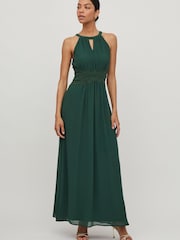 VILA Emerald Green Sleeveless Lace And Tulle Maxi Dress - Image 2 of 5