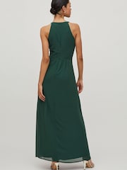 VILA Emerald Green Sleeveless Lace And Tulle Maxi Dress - Image 3 of 5