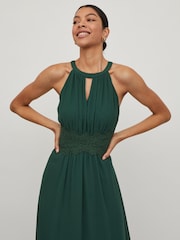 VILA Emerald Green Sleeveless Lace And Tulle Maxi Dress - Image 4 of 5