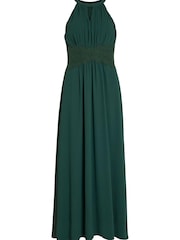 VILA Emerald Green Sleeveless Lace And Tulle Maxi Dress - Image 5 of 5