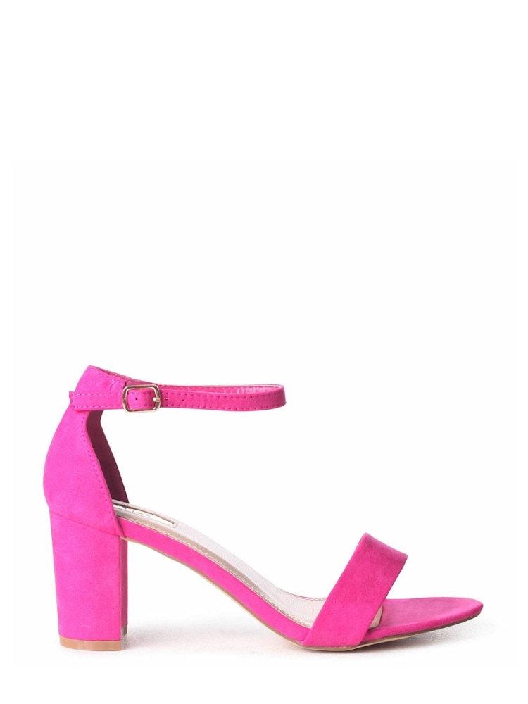 Pink - Linzi Frankie Schuhe aus weichem Velourslederimitat mit offener Zehenpartie und Blockabsatz - Bild 2 von 4