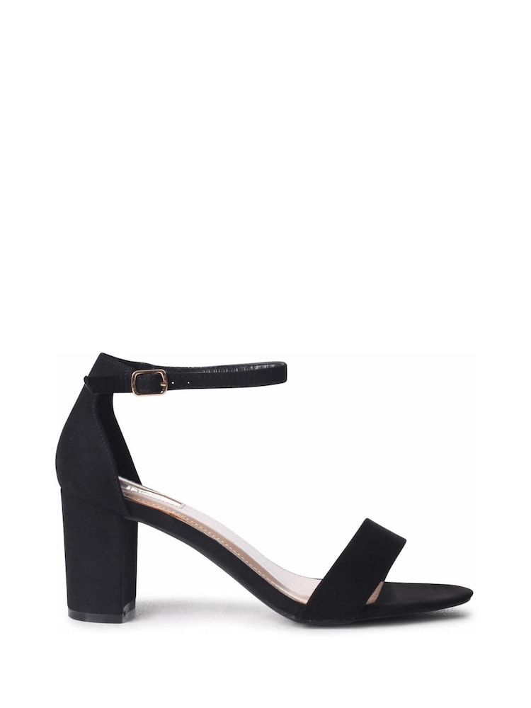 Schwarz - Linzi Frankie Schuhe aus weichem Velourslederimitat mit offener Zehenpartie und Blockabsatz - Bild 2 von 4