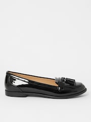 Lipsy Black Patent Regular Fit Tassle School Loafer School Shoe - Image 2 of 5
