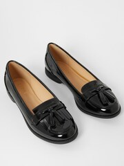 Lipsy Black Patent Regular Fit Tassle School Loafer School Shoe - Image 3 of 5
