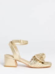 Simply Be Gold Wide Fit Side Bow Low Block Heels - Image 3 of 4