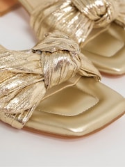 Simply Be Gold Wide Fit Side Bow Low Block Heels - Image 4 of 4