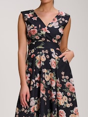 Jolie Moi Black Floral Scuba Printed Midaxi Dress - Image 3 of 5