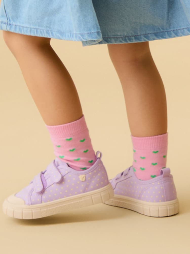 KIDLY by MORI Purple Cotton Canvas Trainers With Easy Adjust Straps - Image 1 of 5