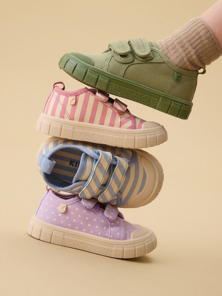 KIDLY by MORI Purple Cotton Canvas Trainers With Easy Adjust Straps - Image 2 of 5