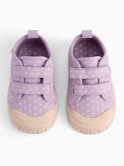 KIDLY by MORI Purple Cotton Canvas Trainers With Easy Adjust Straps - Image 3 of 5
