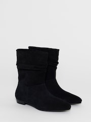 Czarny - Simply Be Ruched Suede Ankle Boots - Obraz 2 z 4