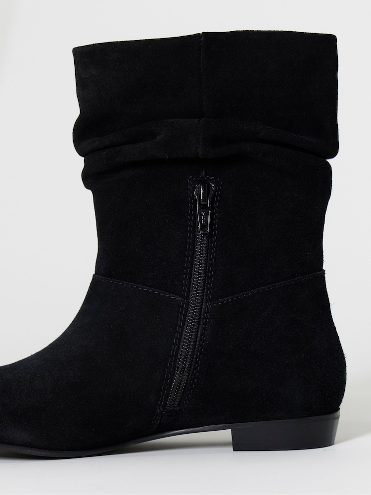 Czarny - Simply Be Ruched Suede Ankle Boots - Obraz 4 z 4 Czarny - Simply Be Ruched Suede Ankle Boots - Obraz 4 z 4
