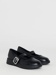 Simply Be Black Wide Fit Wedged Buckle Mary Jane Shoes - Image 2 of 4