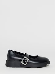 Simply Be Black Wide Fit Wedged Buckle Mary Jane Shoes - Image 3 of 4