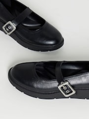 Simply Be Black Wide Fit Wedged Buckle Mary Jane Shoes - Image 4 of 4