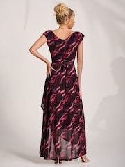 Jolie Moi Pink Asymmetric Mesh Maxi Dress - Image 2 of 6
