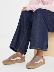 Simply Be Brown Wide Fit Chunky Retro Trainers - Image 1 of 4