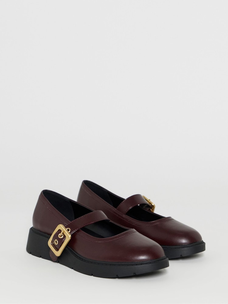 Simply Be Red Wide Fit Wedged Buckle Mary Jane Shoes - Image 2 of 4 Simply Be Red Wide Fit Wedged Buckle Mary Jane Shoes - Image 2 of 4
