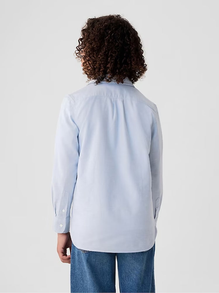 Gap Blue Cotton Long Sleeve Pocket Oxford Shirt (4-13yrs) - Image 2 of 6 Gap Blue Cotton Long Sleeve Pocket Oxford Shirt (4-13yrs) - Image 2 of 6