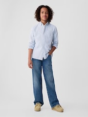 Синий - Gap Хлопок Лонгслив Карманный оксфорд рубашки (4-13лет) - Image 3 of 6